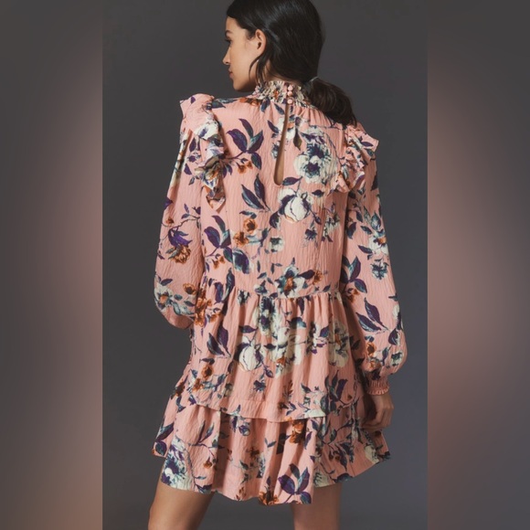 anthropologie pink combo dress Hutch Off-Shoulder Twofer Midi Dress